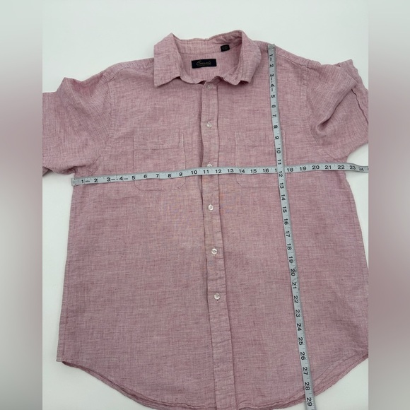 Roundtree & Yorkee Casual Male Short Sleeve Linen Cotton Button-Up Shirt Red - Picture 7 of 8